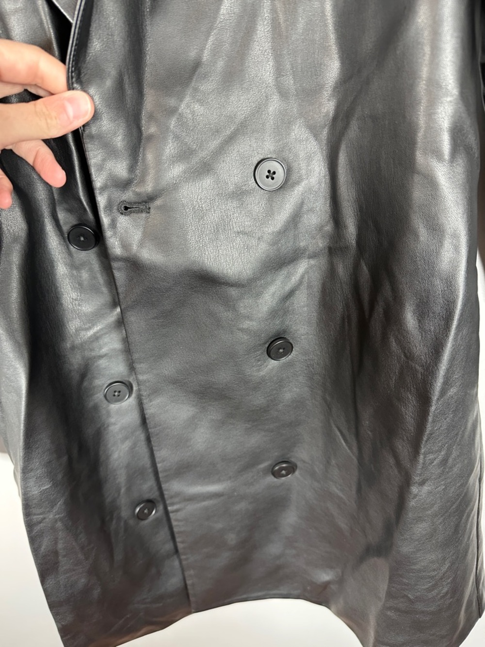 French Connection Black Faux Leather Blazer Jacket Women’s Size 2 - Picture 6 of 10